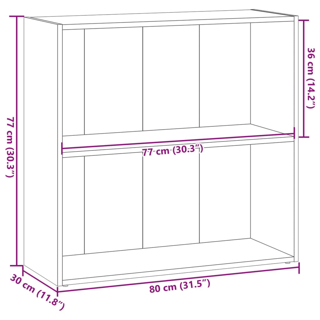 vidaXL Bücherregal Räuchereiche 80x30x77 cm Holzwerkstoff