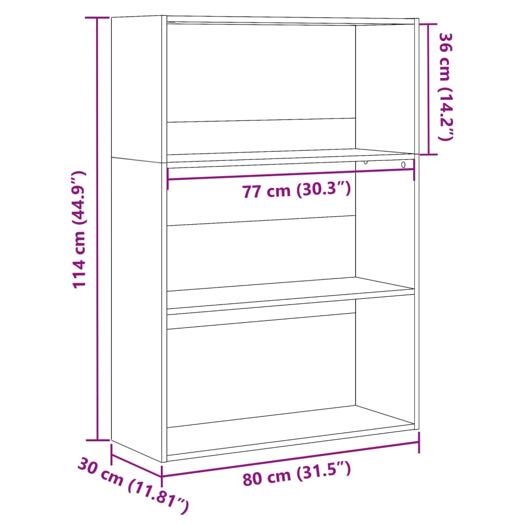 vidaXL Bücherregal Weiß 80x30x114 cm Holzwerkstoff