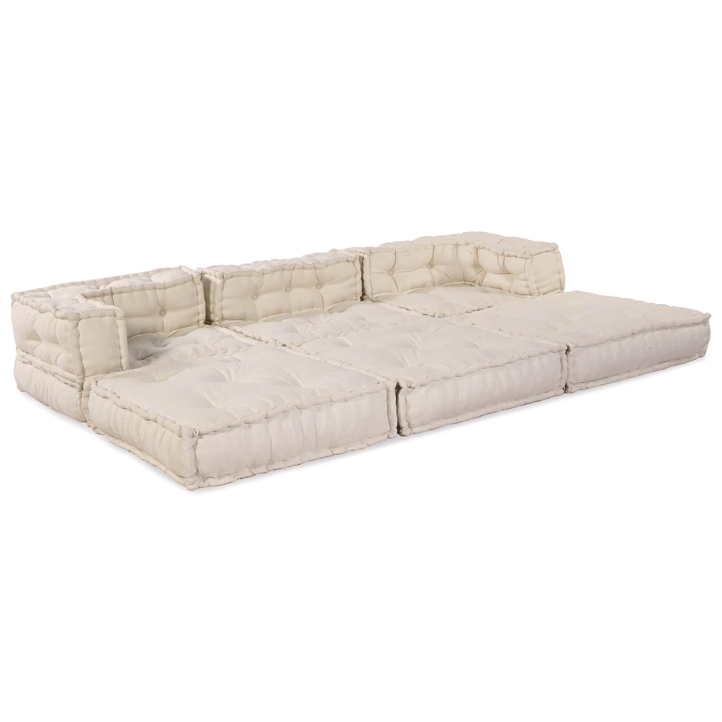 vidaXL Canapé modulaire 3 pcs Crème Tissu