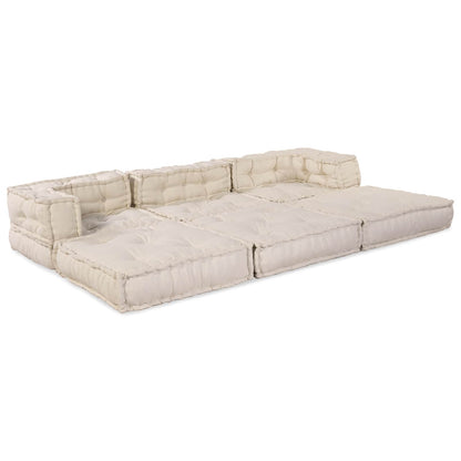 vidaXL Canapé modulaire 3 pcs Crème Tissu
