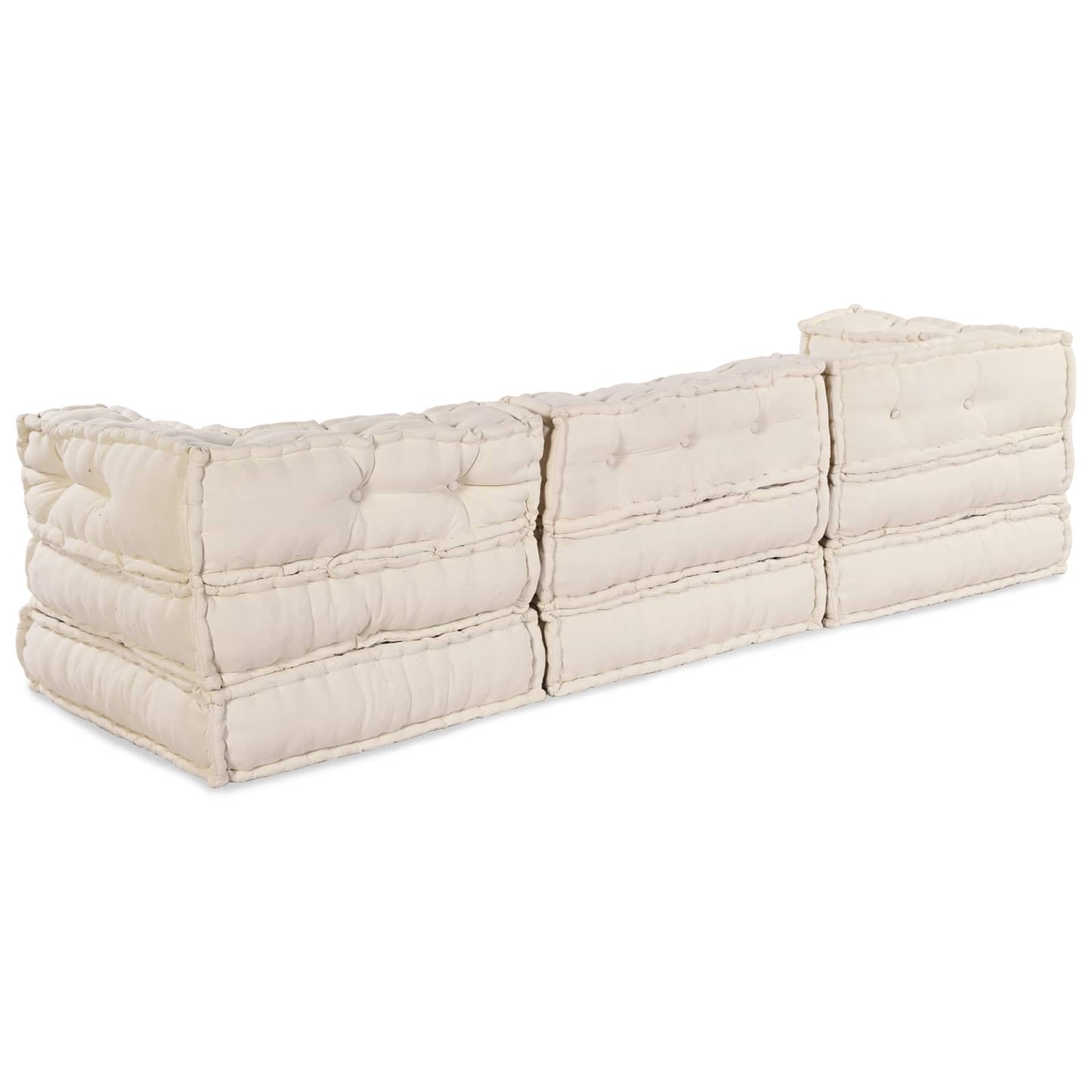 vidaXL Canapé modulaire 3 pcs Crème Tissu