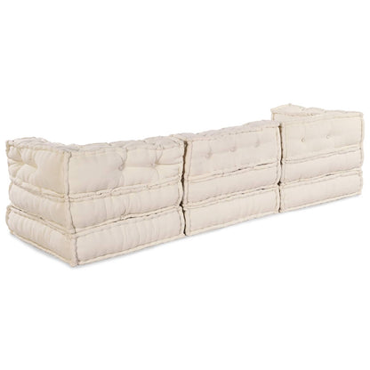 vidaXL Canapé modulaire 3 pcs Crème Tissu