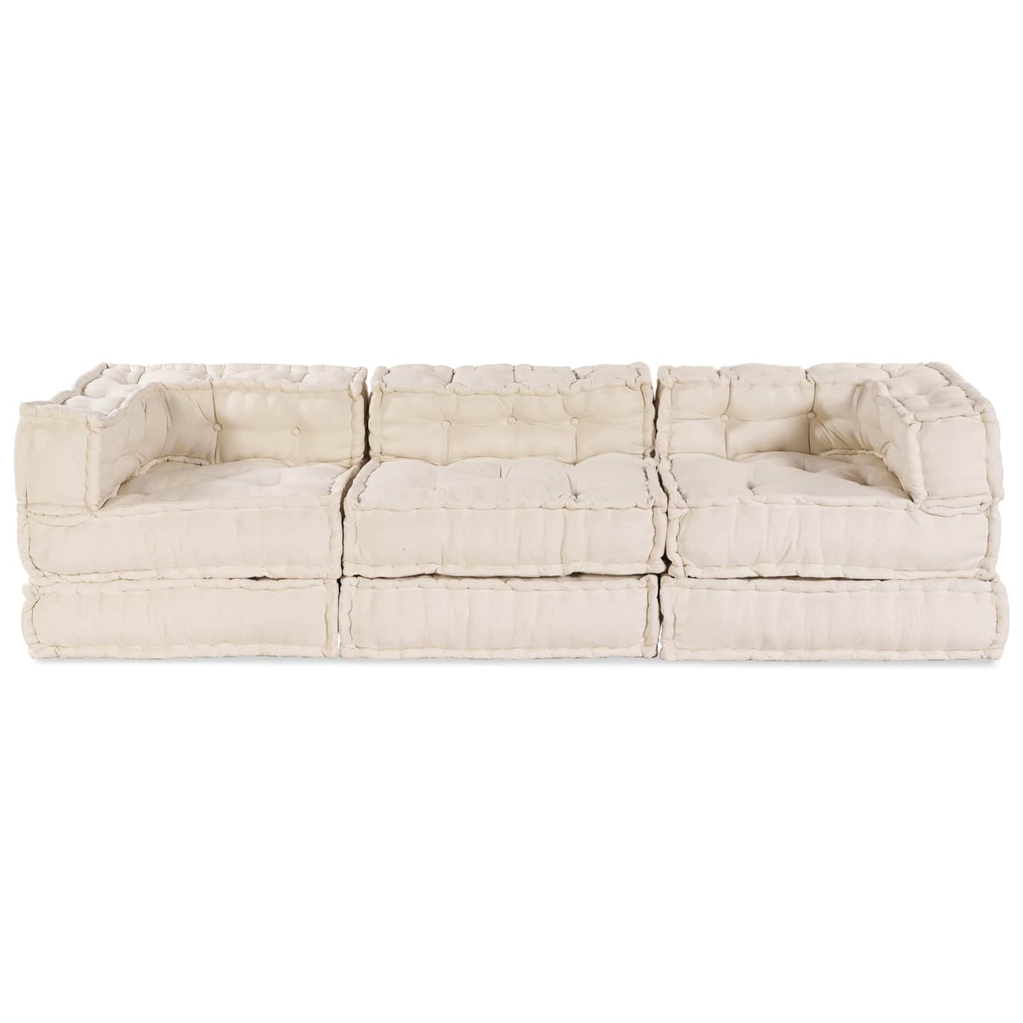 vidaXL Canapé modulaire 3 pcs Crème Tissu