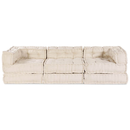 vidaXL Canapé modulaire 3 pcs Crème Tissu