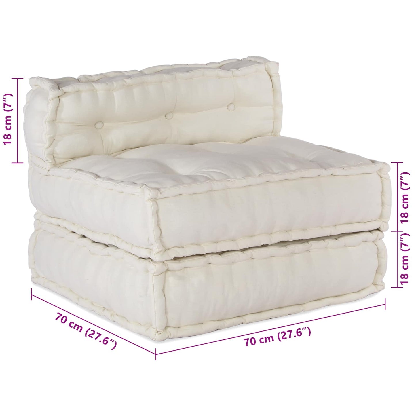 vidaXL Canapé modulaire 3 pcs Crème Tissu