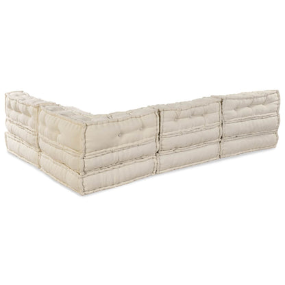vidaXL Canapé modulable 4 pcs Crème Tissu