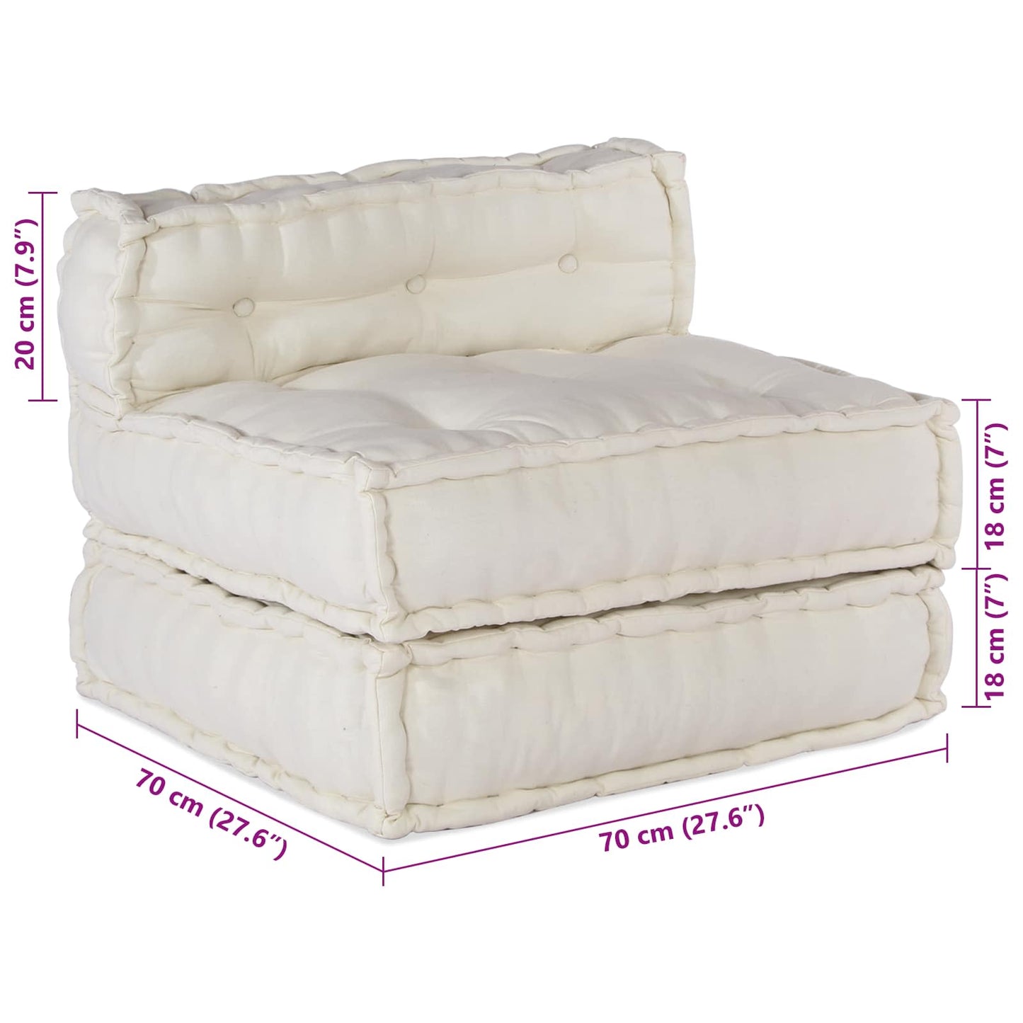 vidaXL Canapé modulable 4 pcs Crème Tissu