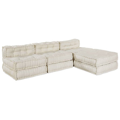 vidaXL Canapé modulable 4 pcs Crème Tissu