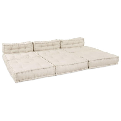 vidaXL Canapé modulable 4 pcs Crème Tissu