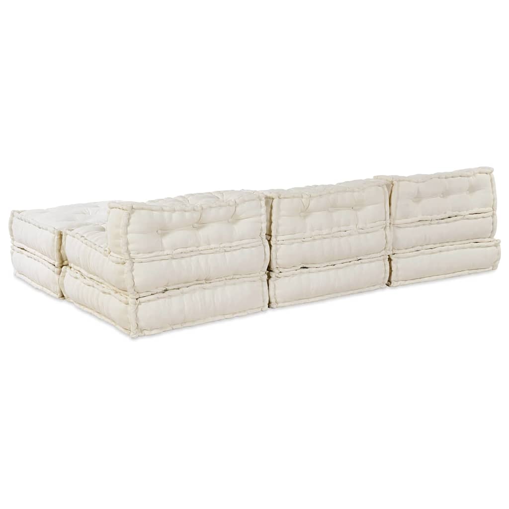 vidaXL Canapé modulable 4 pcs Crème Tissu