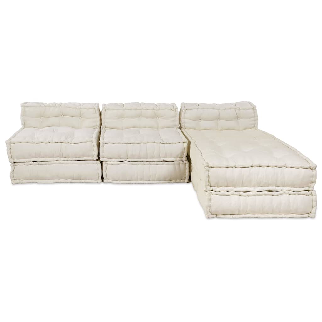 vidaXL Canapé modulable 4 pcs Crème Tissu