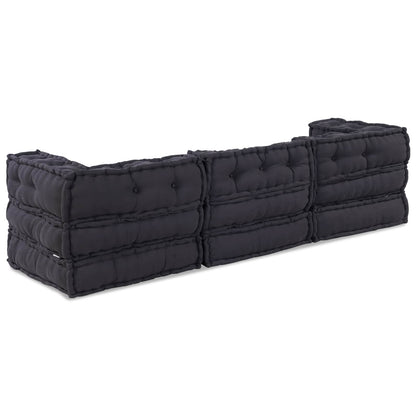 vidaXL Canapé modulable 3 pcs Tissu anthracite