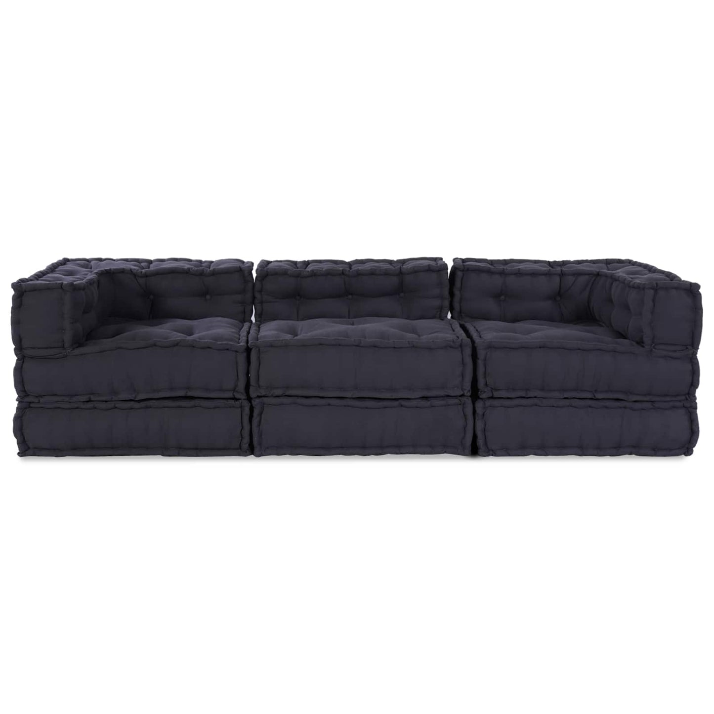 vidaXL Canapé modulable 3 pcs Tissu anthracite