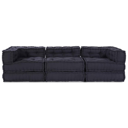 vidaXL Canapé modulable 3 pcs Tissu anthracite