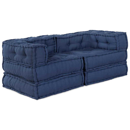 vidaXL Canapé modulaire 2 pcs Indigo 140 x 70 x 56 cm Tissu