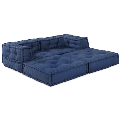 vidaXL Canapé modulaire 2 pcs Indigo 140 x 70 x 56 cm Tissu
