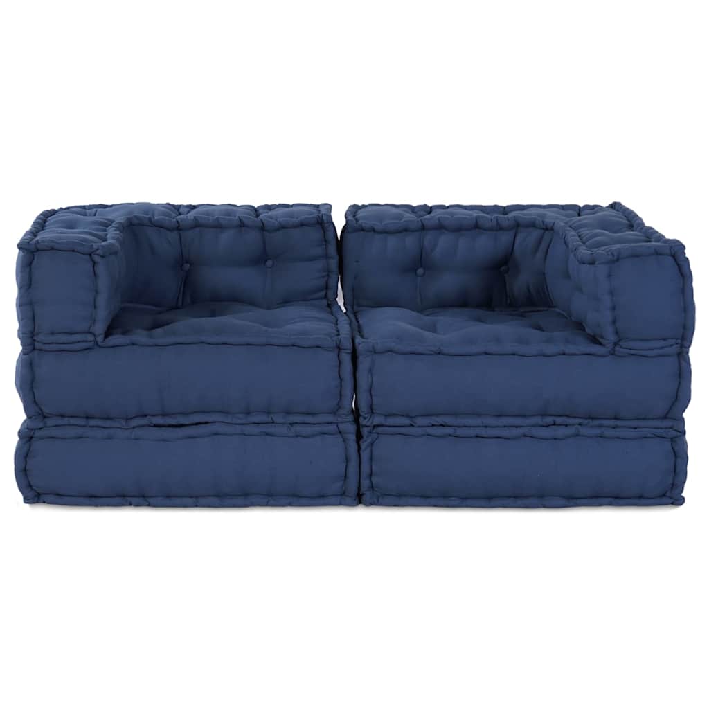 vidaXL Canapé modulaire 2 pcs Indigo 140 x 70 x 56 cm Tissu