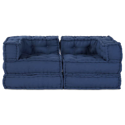 vidaXL Canapé modulaire 2 pcs Indigo 140 x 70 x 56 cm Tissu