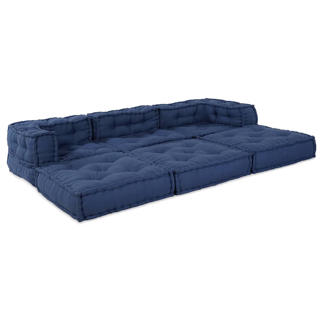 vidaXL Canapé modulable 3 pcs Tissu indigo
