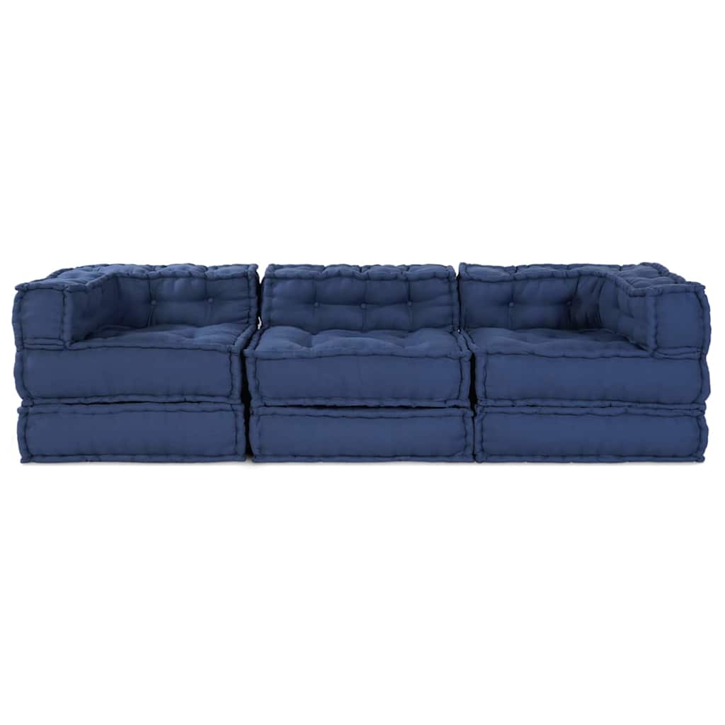 vidaXL Canapé modulable 3 pcs Tissu indigo