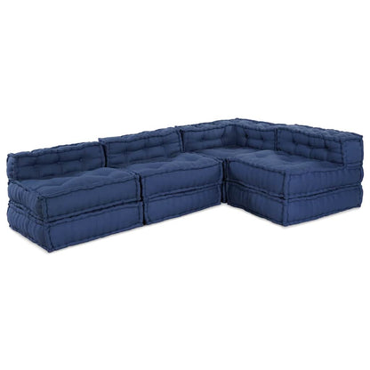 vidaXL Canapé modulable 4 pcs en tissu indigo