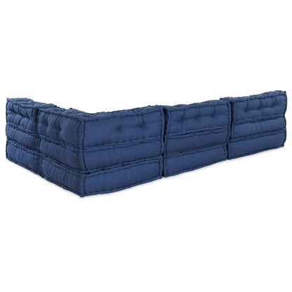 vidaXL Canapé modulable 4 pcs en tissu indigo