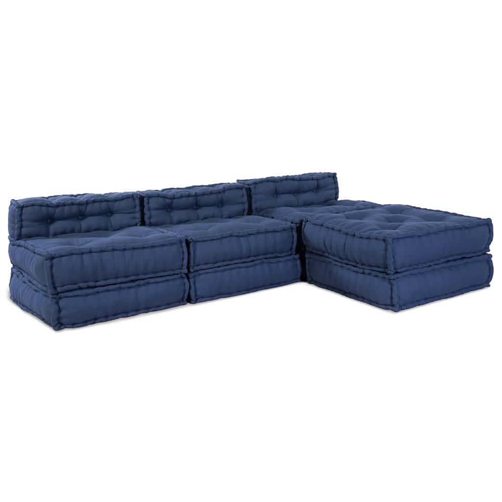 vidaXL Canapé modulable 4 pcs en tissu indigo