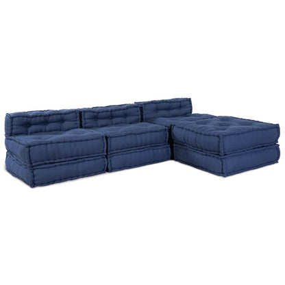 vidaXL Canapé modulable 4 pcs en tissu indigo