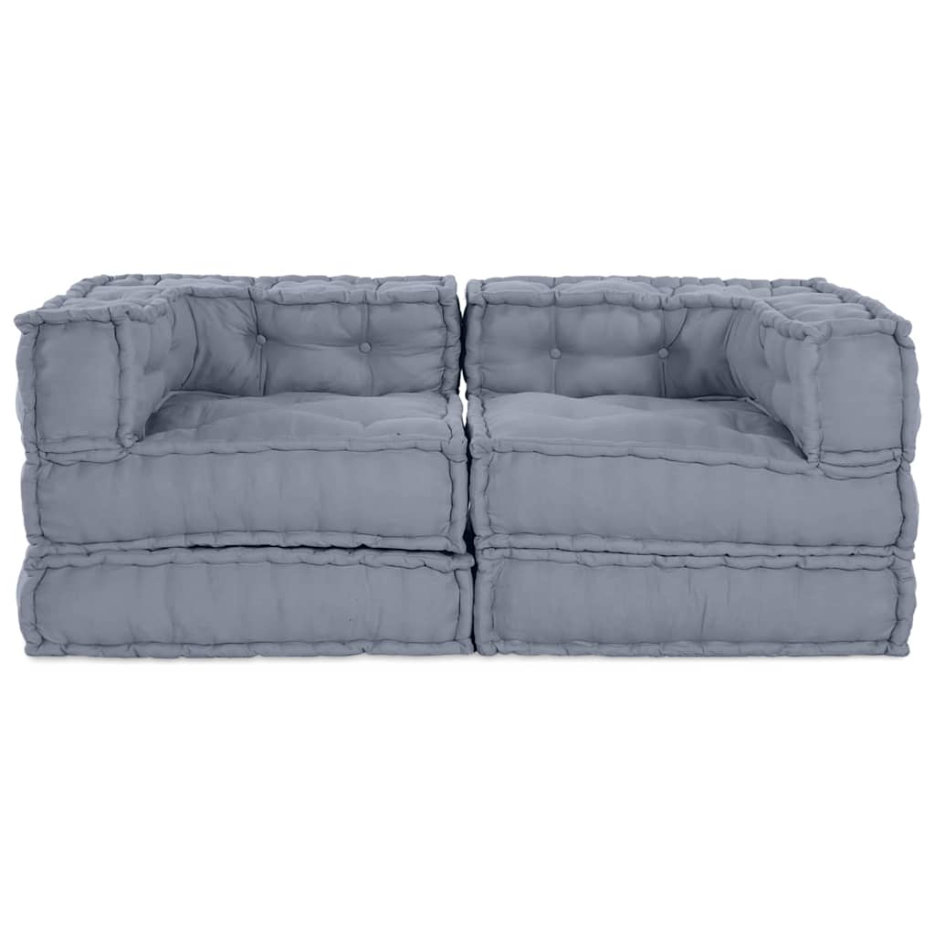vidaXL Canapé modulaire 2 pcs Gris 140 x 70 x 56 cm Tissu