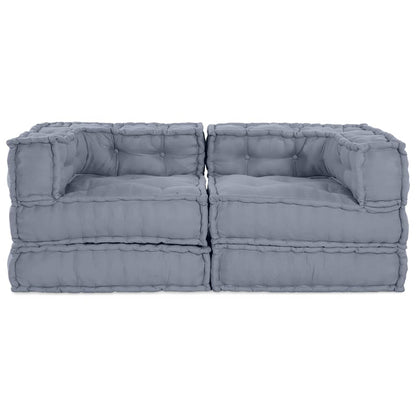 vidaXL Canapé modulaire 2 pcs Gris 140 x 70 x 56 cm Tissu