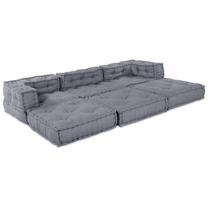 vidaXL Canapé modulaire 3 pcs Tissu gris