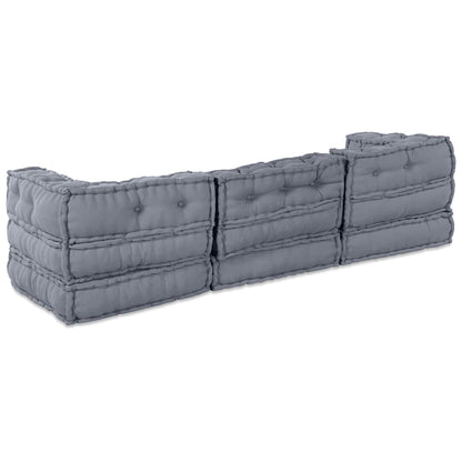 vidaXL Canapé modulaire 3 pcs Tissu gris