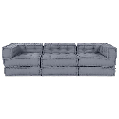 vidaXL Canapé modulaire 3 pcs Tissu gris