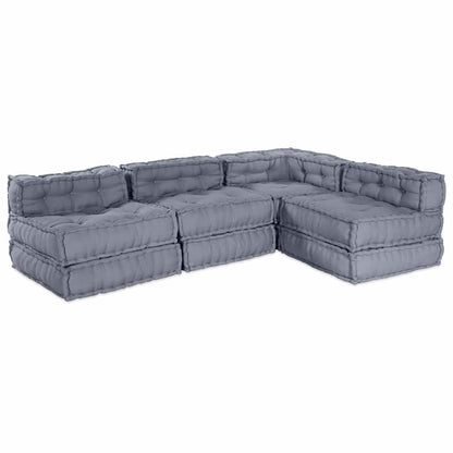 vidaXL Canapé modulaire 4 pcs Gris Tissu