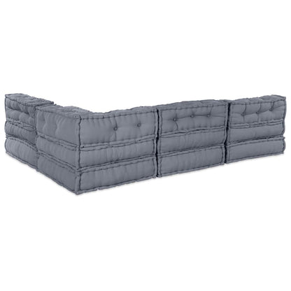 vidaXL Canapé modulaire 4 pcs Gris Tissu