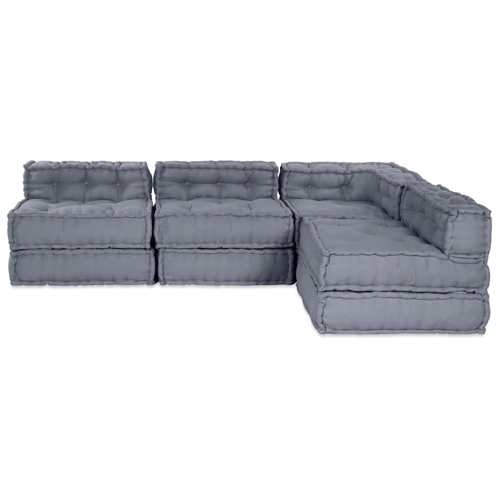 vidaXL Canapé modulaire 4 pcs Gris Tissu