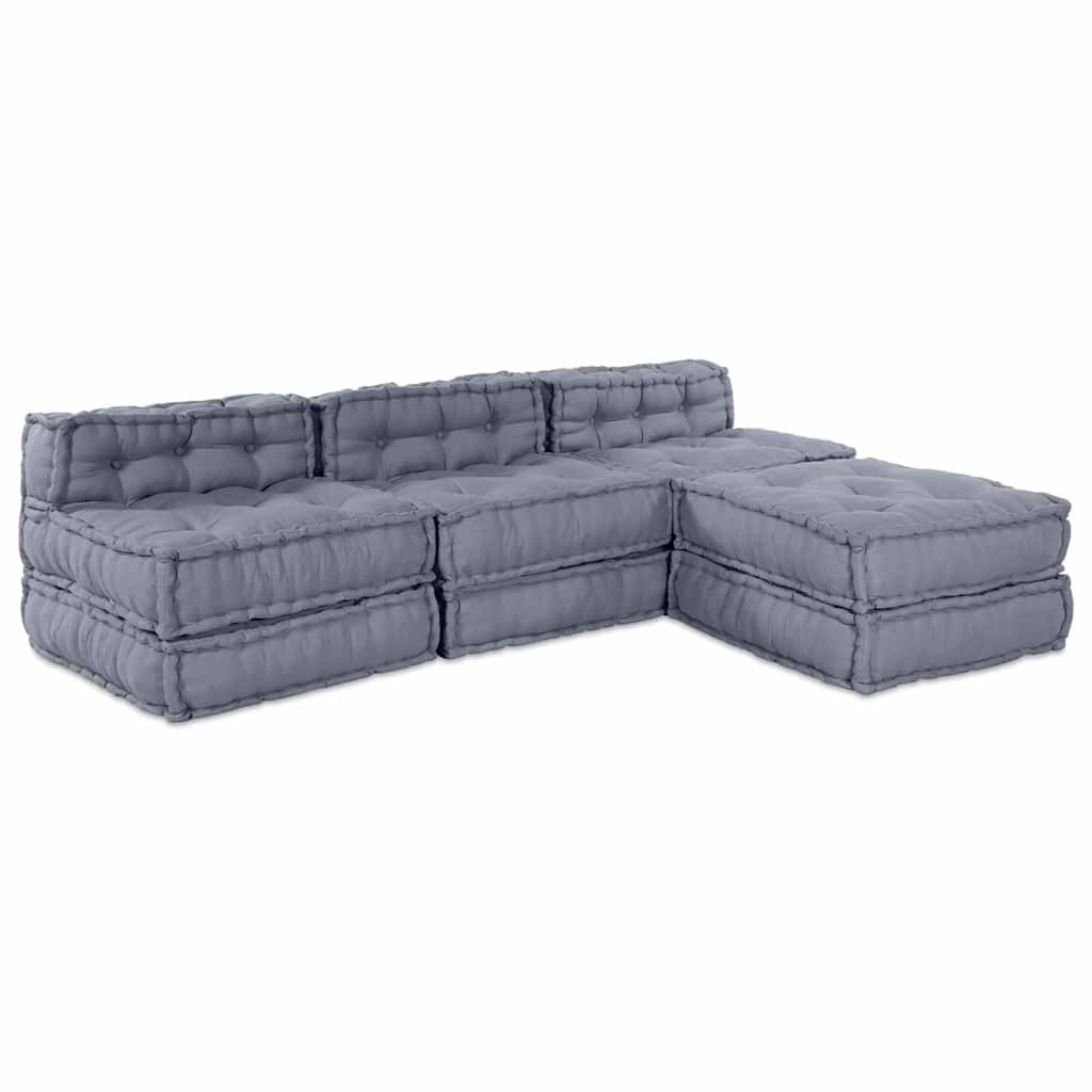 vidaXL Canapé modulaire 4 pcs Tissu Gris