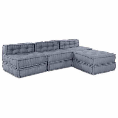 vidaXL Canapé modulaire 4 pcs Tissu Gris