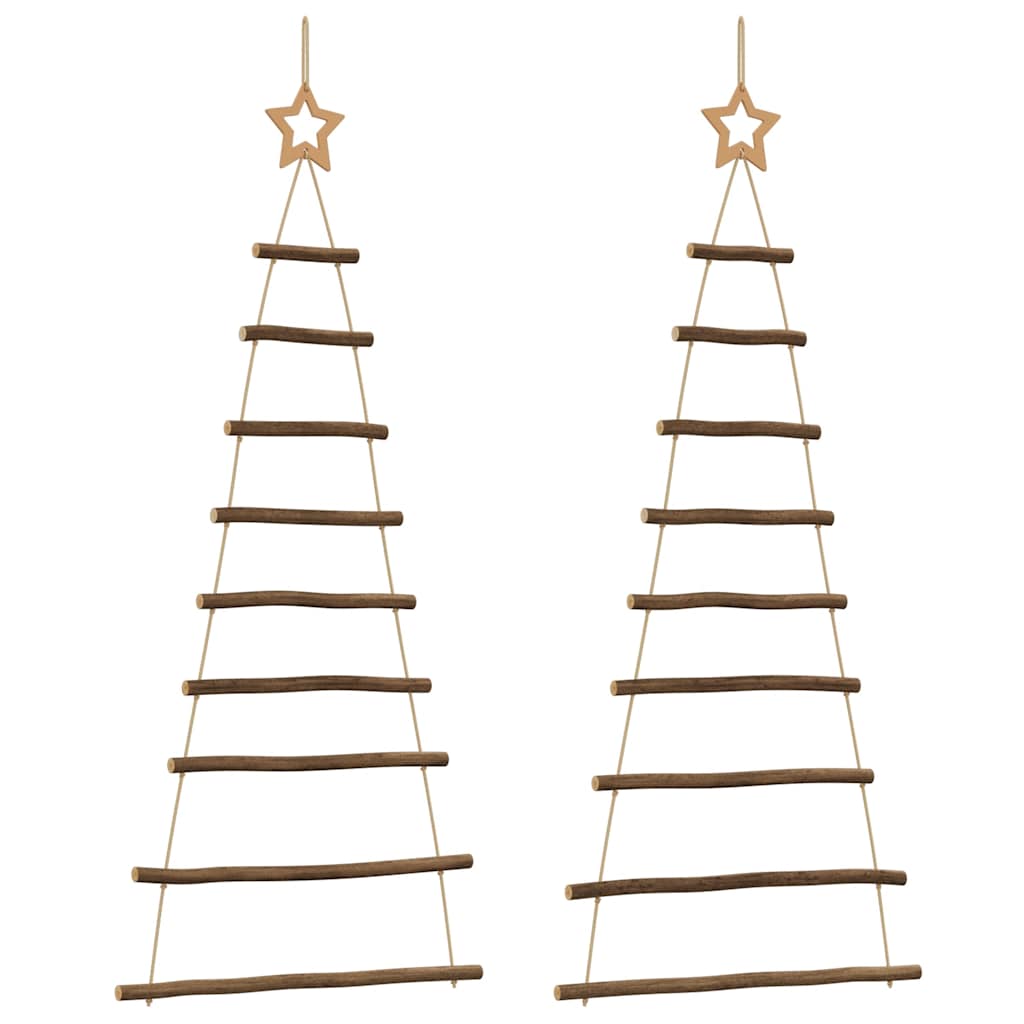vidaXL Hängende Weihnachtsbäume mit Spitzensternen 2 Stk. 55x120 cm Naturzweig