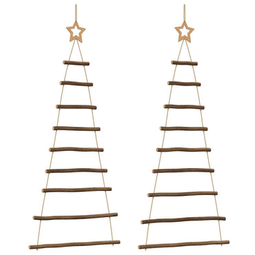 vidaXL Hängende Weihnachtsbäume mit Spitzensternen 2 Stk. 55x120 cm Naturzweig