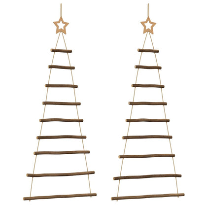 vidaXL Hängende Weihnachtsbäume mit Spitzensternen 2 Stk. 55x120 cm Naturzweig