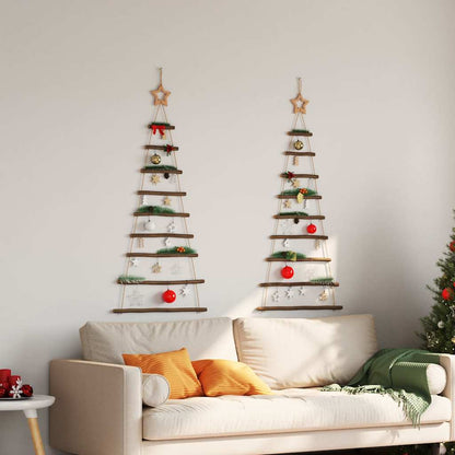 vidaXL Hängende Weihnachtsbäume mit Spitzensternen 2 Stk. 55x120 cm Naturzweig