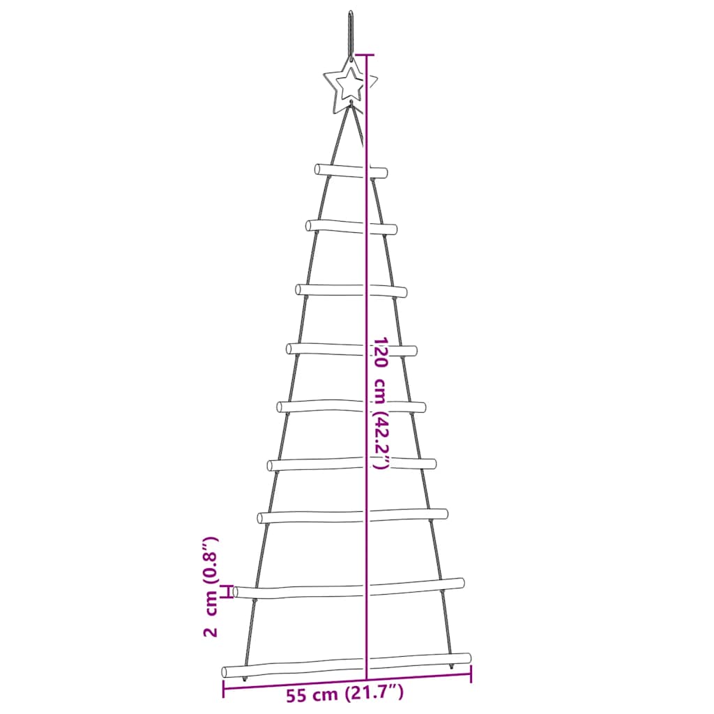 vidaXL Hängende Weihnachtsbäume mit Spitzensternen 2 Stk. 55x120 cm Naturzweig
