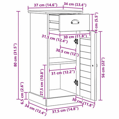 vidaXL Badezimmerschrank VIGO Braun und Honigbraun 37,5 x 34 x 80 cm