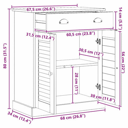 vidaXL Badezimmerschrank VIGO Weiß und Antikweiß 68 x 34 x 80 cm
