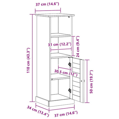 vidaXL Badezimmerschrank VIGO Weiß und Antikweiß 37 x 34 x 110 cm