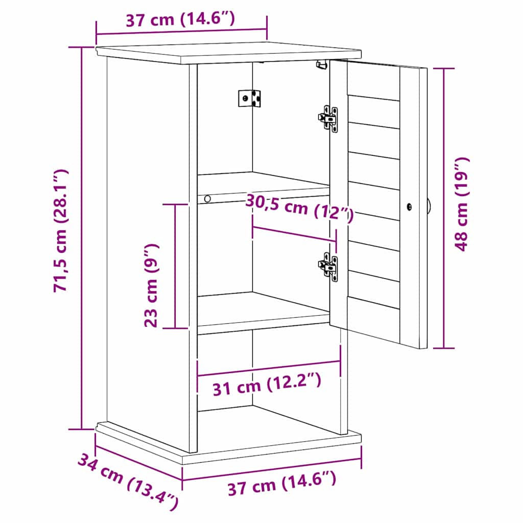 vidaXL Badezimmerschrank VIGO Weiß und Antikweiß 37 x 34 x 71,5 cm
