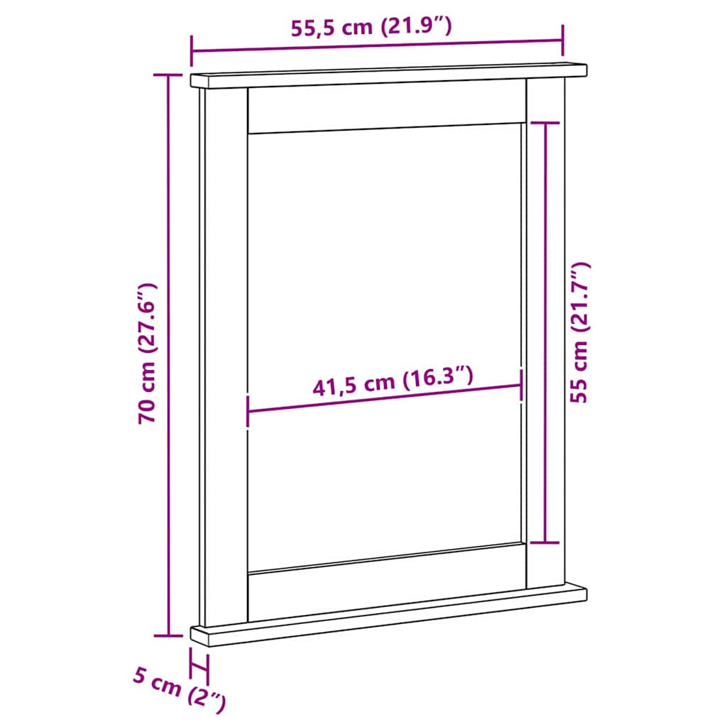 Spiegel VIGO Honigbraun 55,5 x 5 x 70 cm Massivholz Kiefer