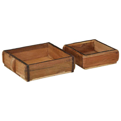 Tablett 2 pcs Braun 29 x 31 x 10 cm Massives upgecyceltes Holz