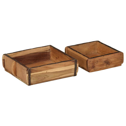 Tablett 2 pcs Braun 29 x 31 x 10 cm Massives upgecyceltes Holz